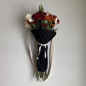 Cartables à fleurs en toile noire, emballage de transport de bouquet, sac fourre-tout à fleurs pour fleuriste, sac réutilisable, peut contenir 1-2 bouquets