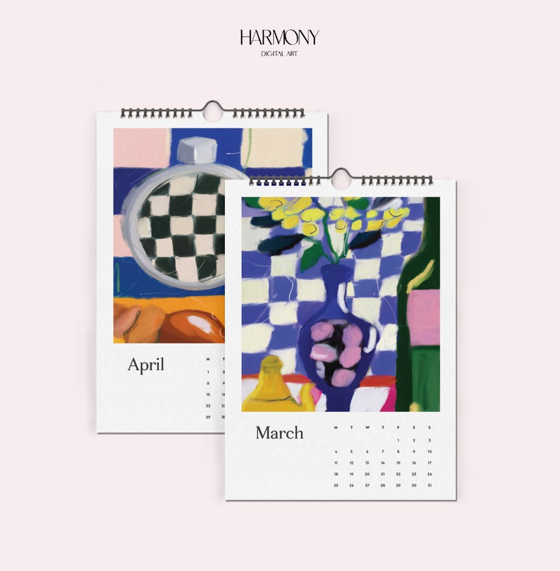 2024 Paintings Calendar, A4 Monthly Calendar, Art Calendar, Abstract