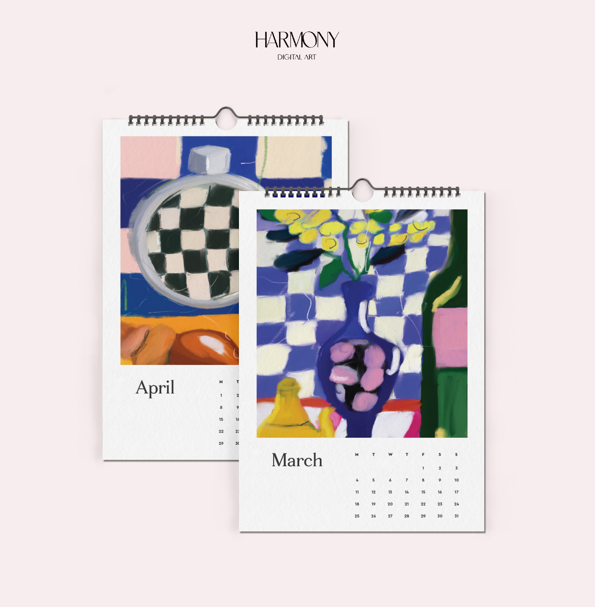 2024 Paintings Calendar, A4 Monthly Calendar, Art Calendar, Abstract