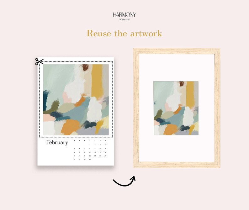 2024 Gallery Calendar, Monthly Calendar, Art Calendar, Abstract Organic