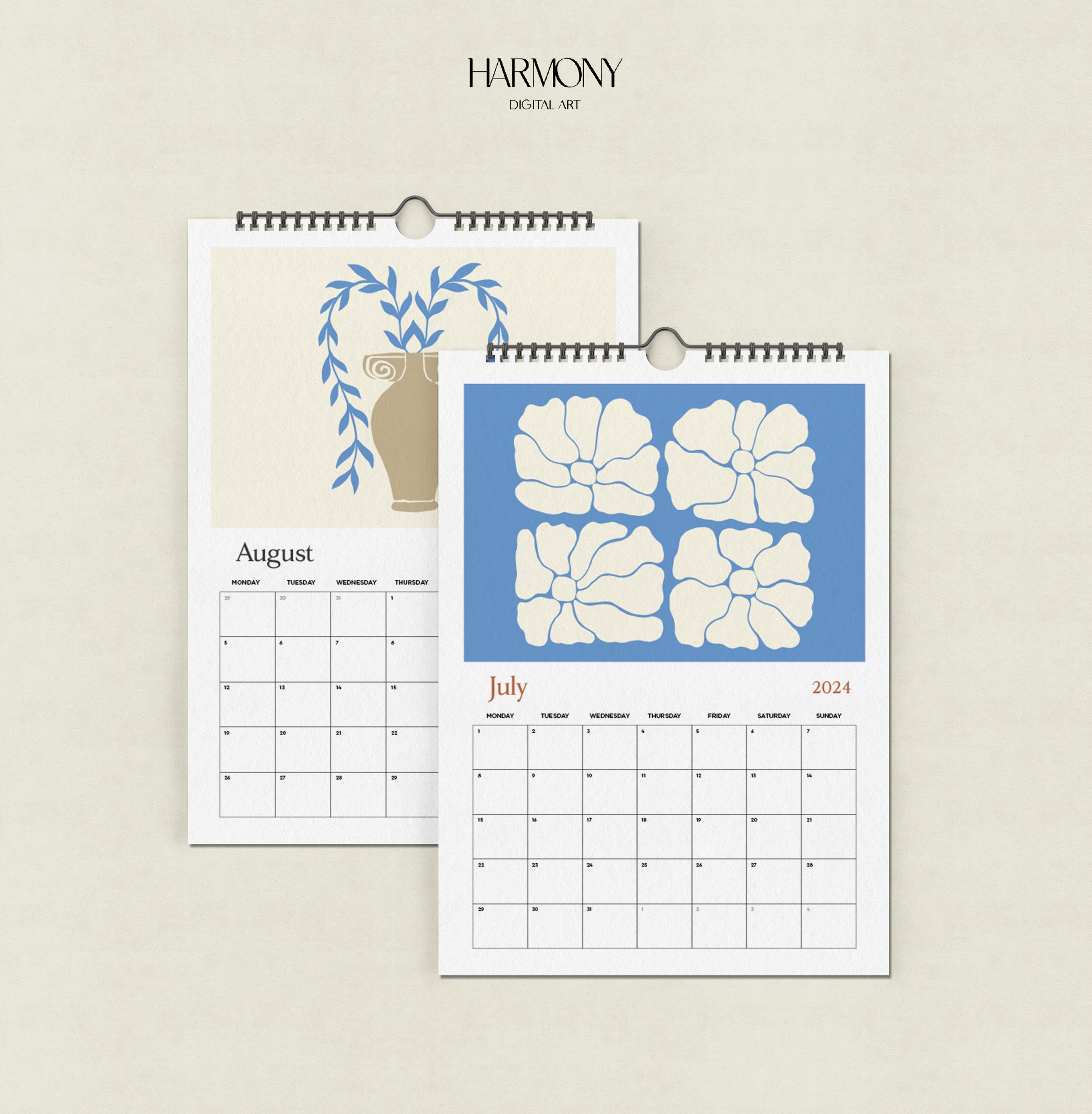 20242025 Bohemian Planner, 20242025 Boho Style Planner, A4 Calendar, 12 Month Hanging Calendar