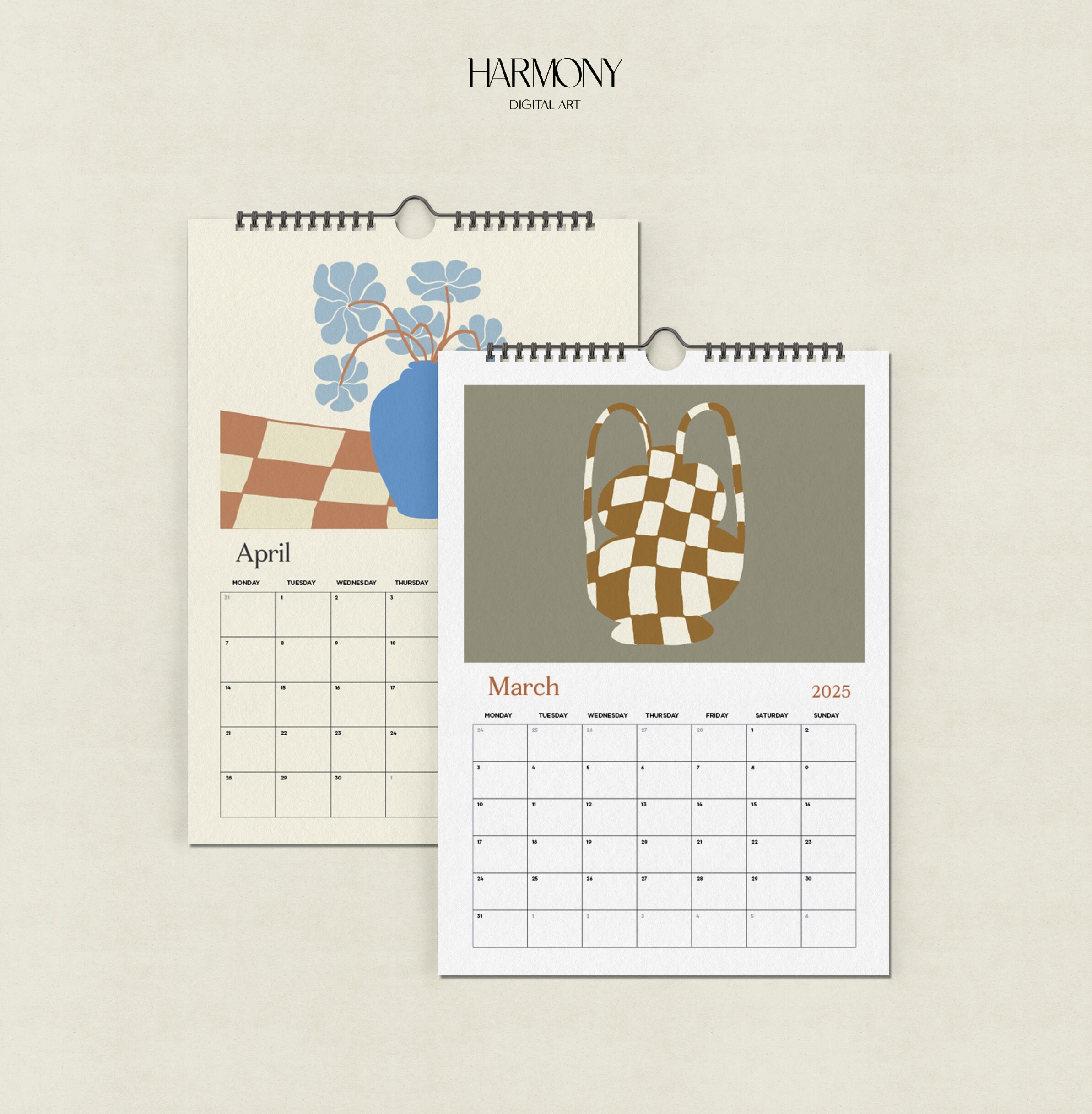 20242025 Bohemian Planner, 20242025 Boho Style Planner, A4 Calendar, 12 Month Hanging Calendar