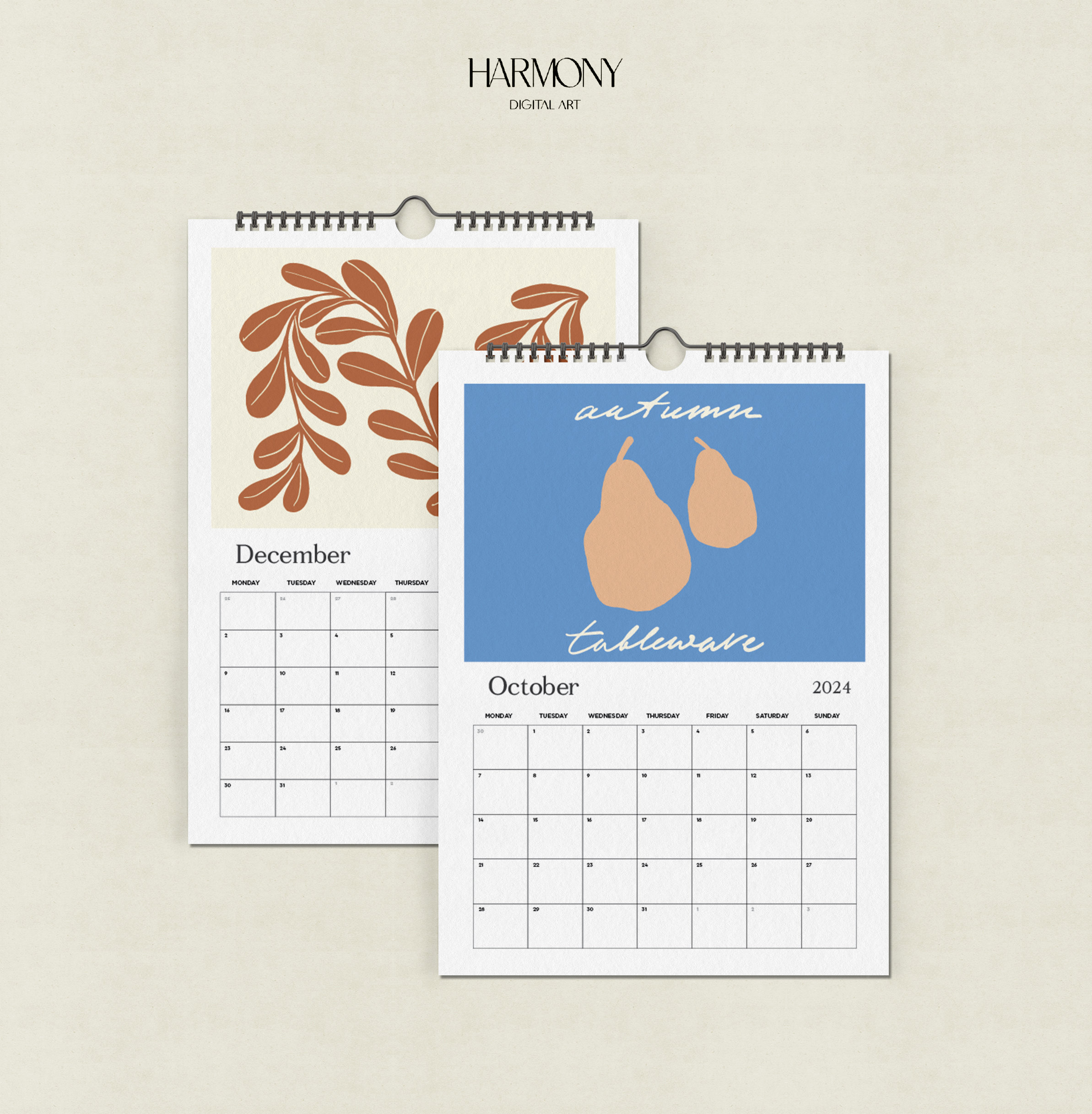 20242025 Bohemian Planner, 20242025 Boho Style Planner, A4 Calendar, 12 Month Hanging Calendar