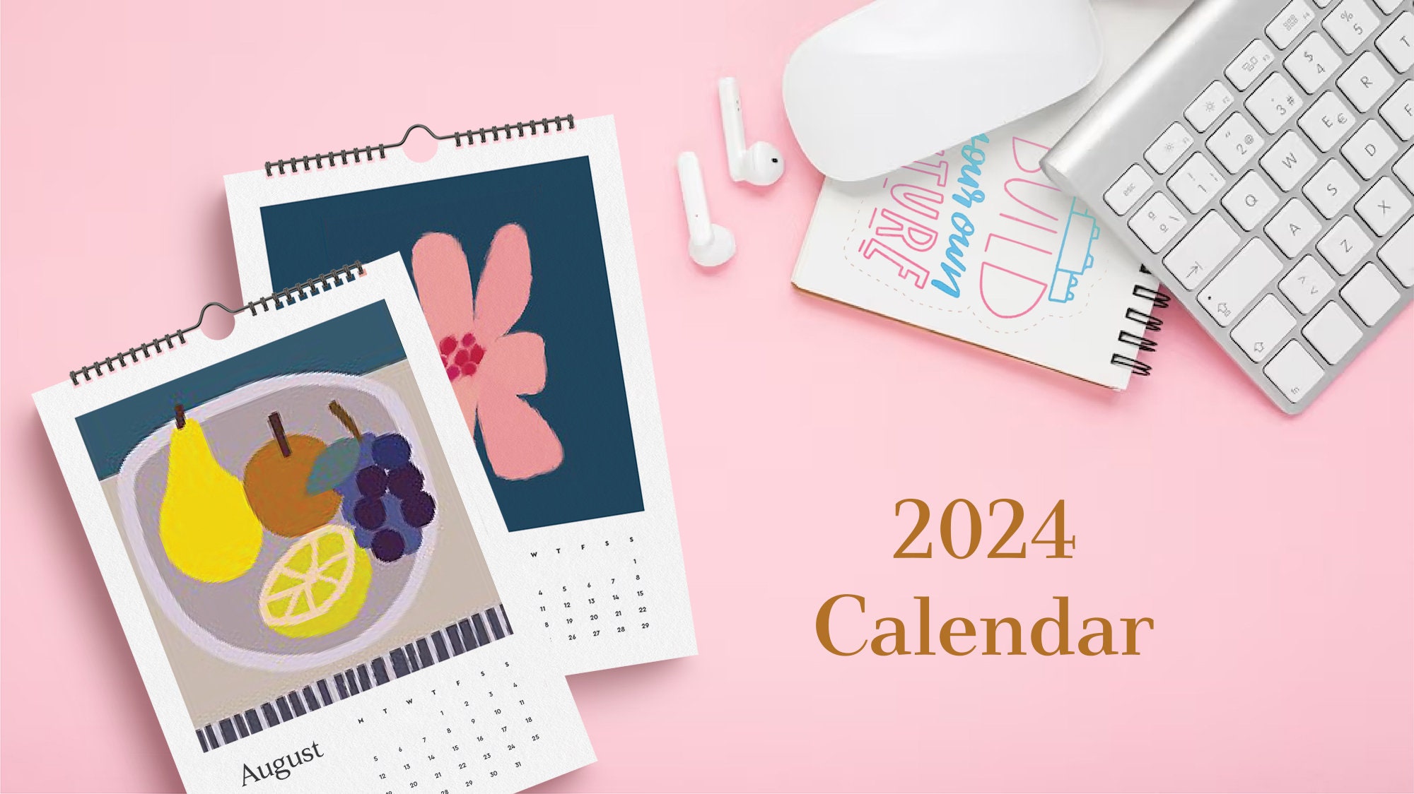 2024 Gallery Calendar, Monthly Calendar, Art Calendar, Abstract Organic