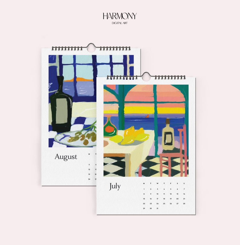 2024 Paintings Calendar, A4 Monthly Calendar, Art Calendar, Abstract