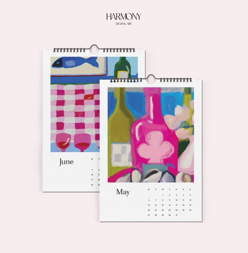 2024 Paintings Calendar, A4 Monthly Calendar, Art Calendar, Abstract