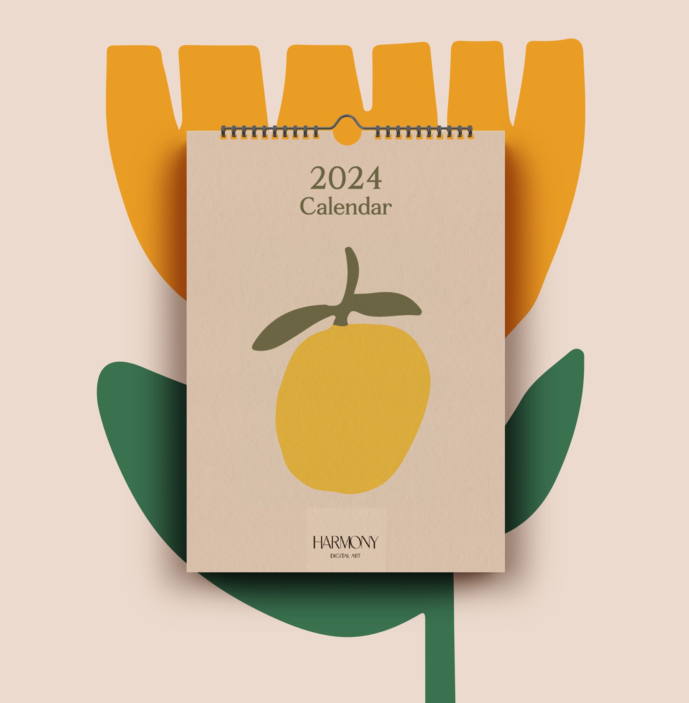 2024 Gallery Calendar, Monthly Calendar, Art Calendar, Abstract Organic