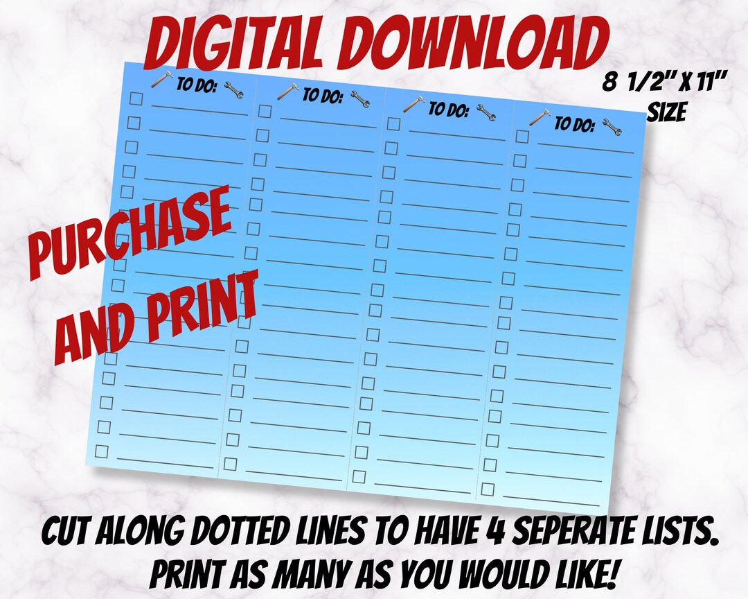 To Do List Printable List Blank List Make a List Things to Do Honey Do ...