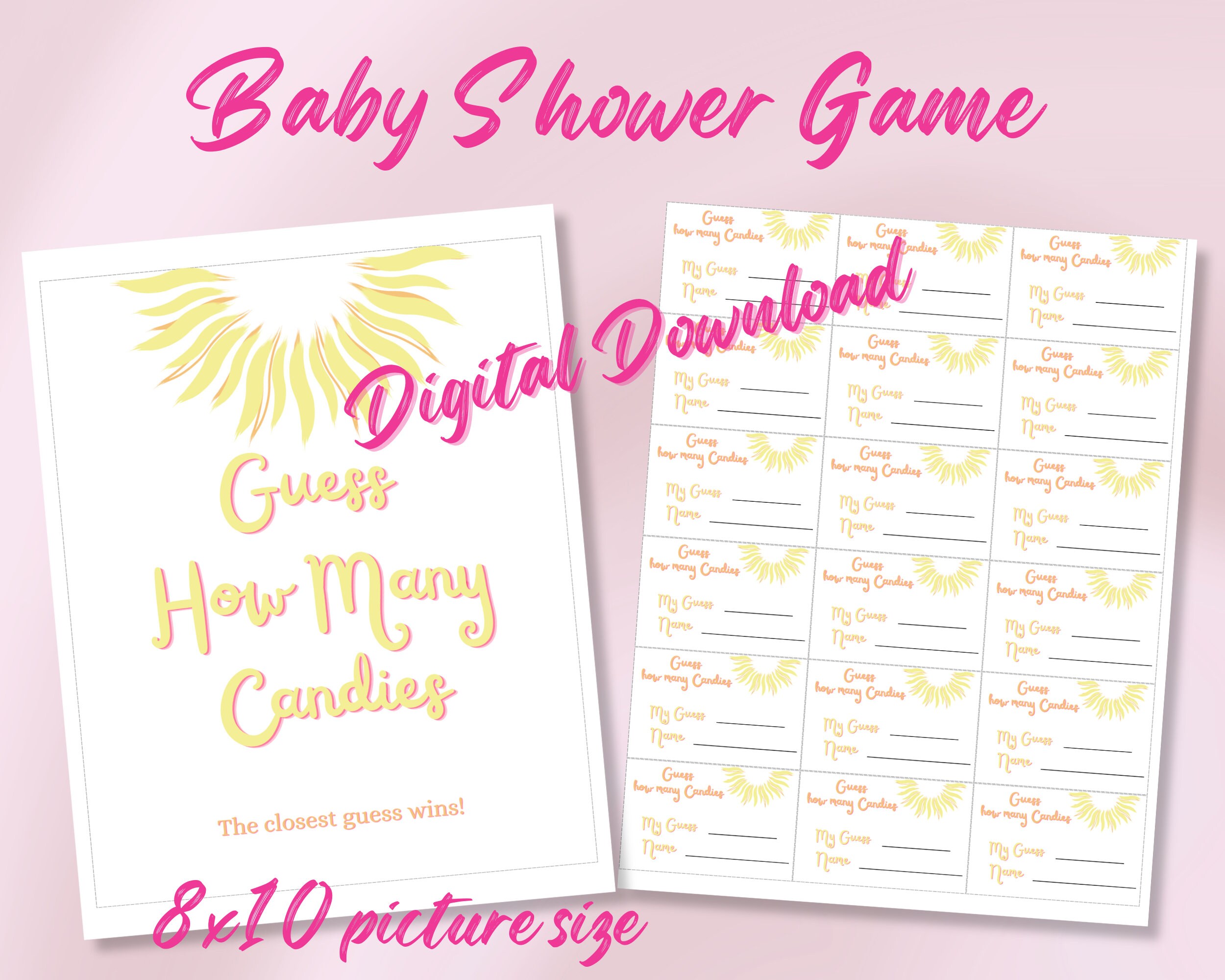 Baby Shower Game Baby Shower How Many Candies 8x10 Picture Cards to