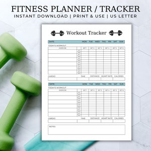 Fitness Planner Printable, Weight Loss Tracker, Goals, Meal Plan