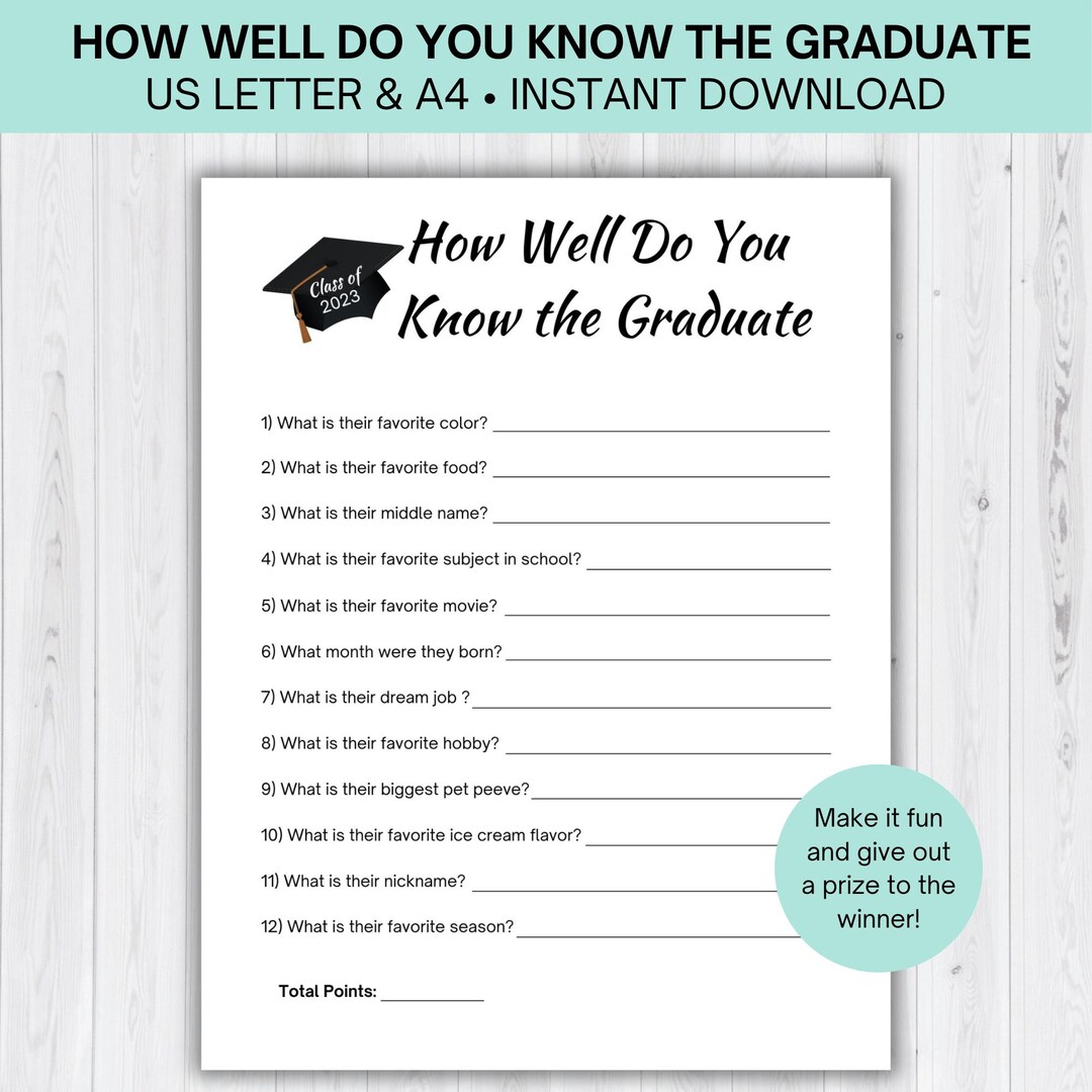 Graduate Questioning Graduation Games, How Well Do You Know the Graduate - Etsy