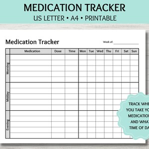 Medication Tracker, Medication Log, Daily Tracker, Printable