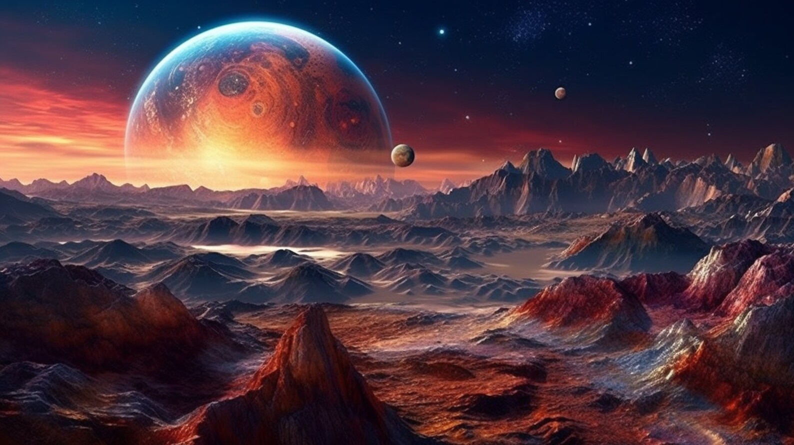 Space Scene Zoom or Teams Background, Futuristic Zoom