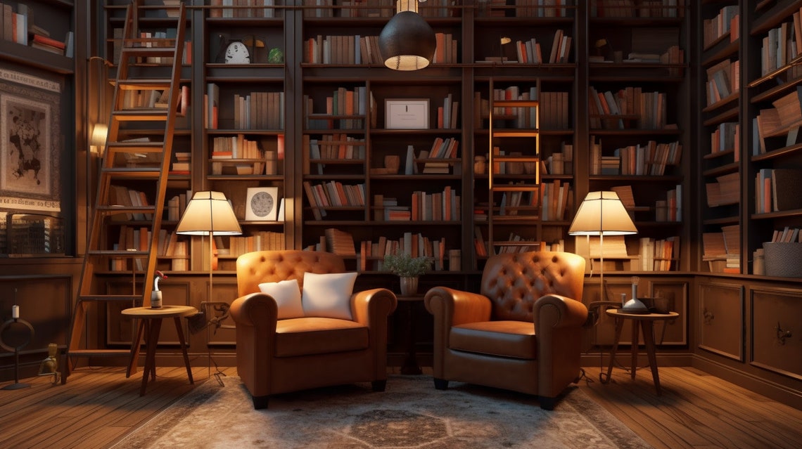 Zoom teams background bookshelf library filled with books etsy