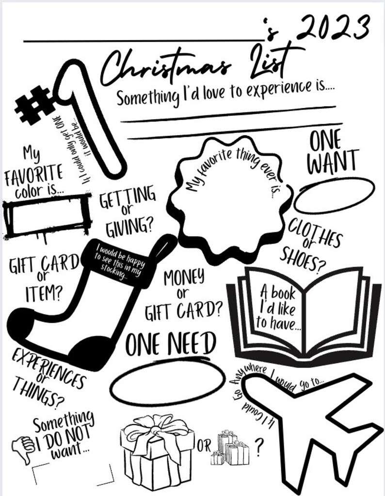 Printable Christmas Wish List Template Etsy