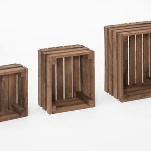 Amish Handmade Wooden (Hickory) Crates, Set of 3, Nesting, Stackable