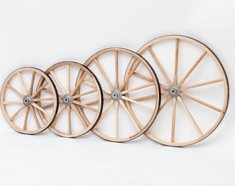 Amish-Made Light Duty Buggy Wheel | Handcrafted Wood Spoke Cart & Wagon Wheel | 18", 20", 24", 28" | Sold as Single, Pair, or Set of 4