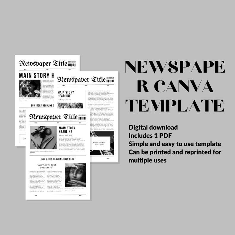 newspaper-canva-template-newspaper-wedding-program-etsy