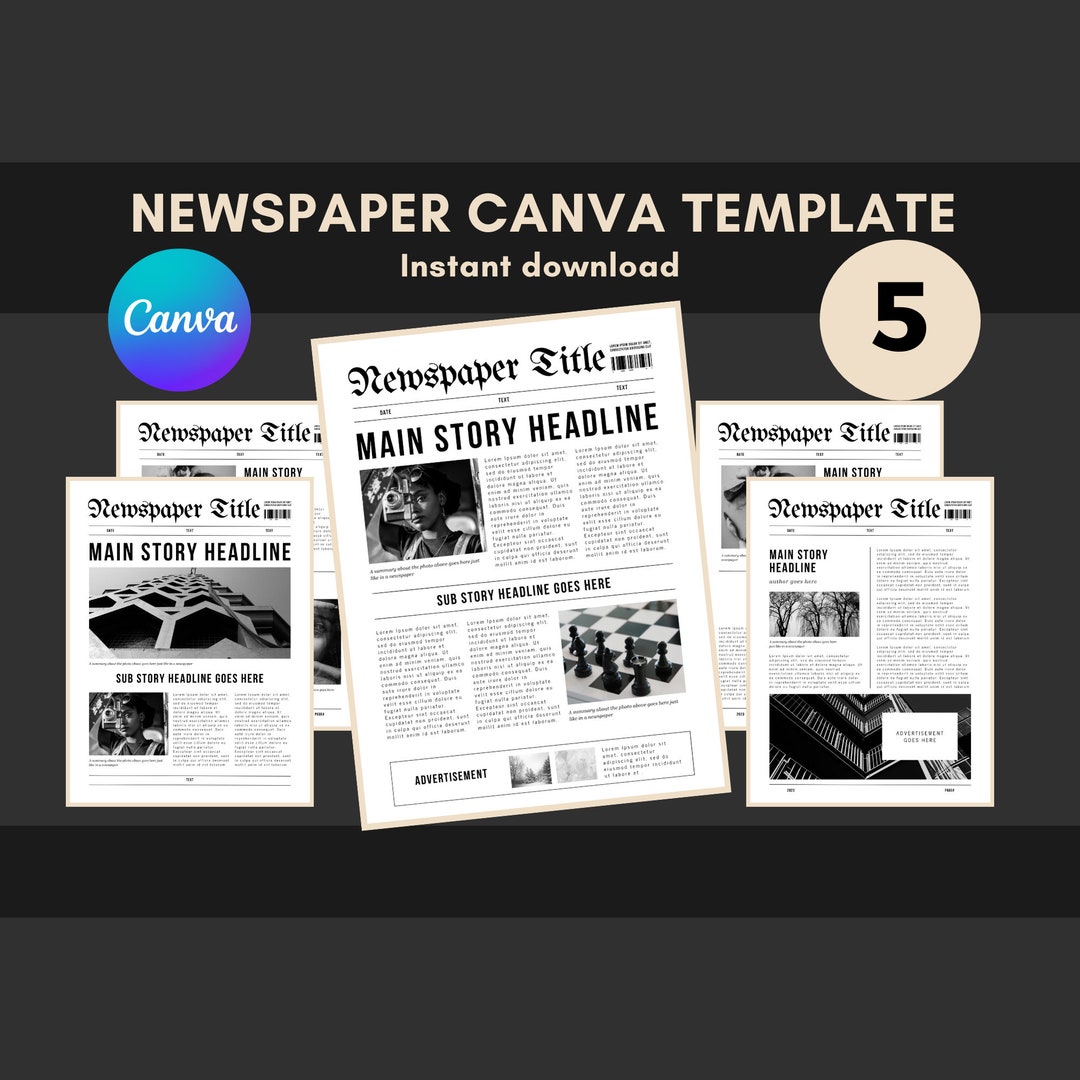  Newspaper Canva Template Newspaper Wedding Program Newspaper Template 