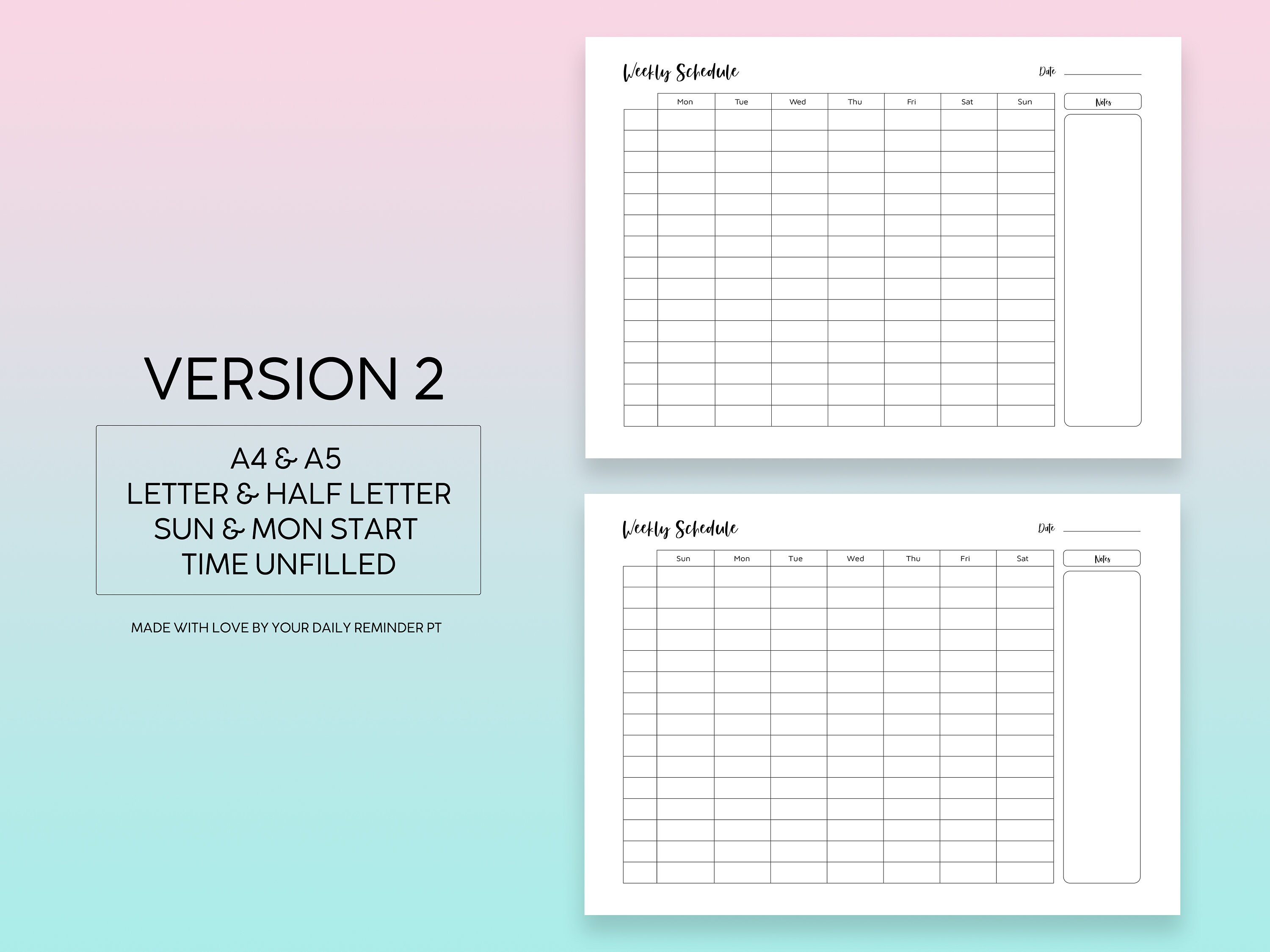 Minimalist Weekly Planner Schedule Printable, Weekly to Do List Agenda ...