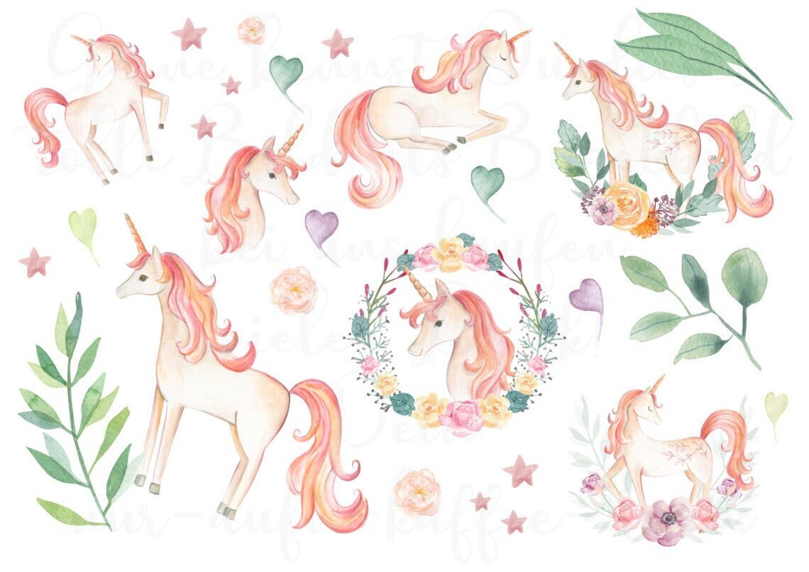 BS67 Set Ironon Transfer Cute Unicorns Etsy