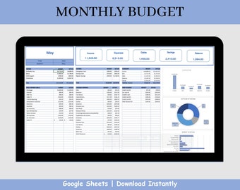 Monthly Budget Spreadsheet | Google Sheets (PDF Download)