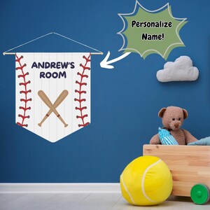 Personalized Baseball Pennant for Nursery Room Decor, Custom Boys Newborn Name Sign Baby Shower Gift, Wall Art Sports Decor for Kids Room