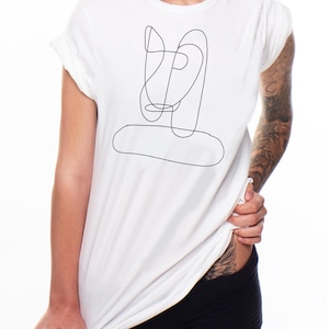 Face It - Minimalist Face Line Art T-Shirt  One Line Abstract Drawing  Contemporary Graphic Tee  Modern Art Shirt Artsy T-Shirt Street-wear
