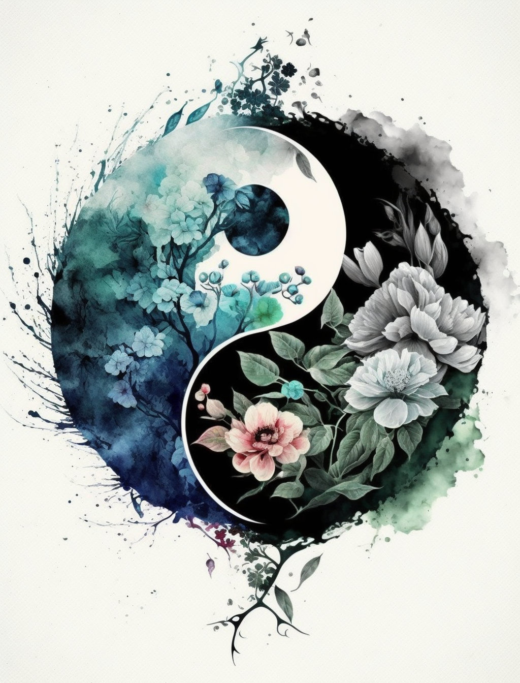 Yin Yang Buddhist Art Yin Yang Wall Art Digital Art Yin Yang Poster
