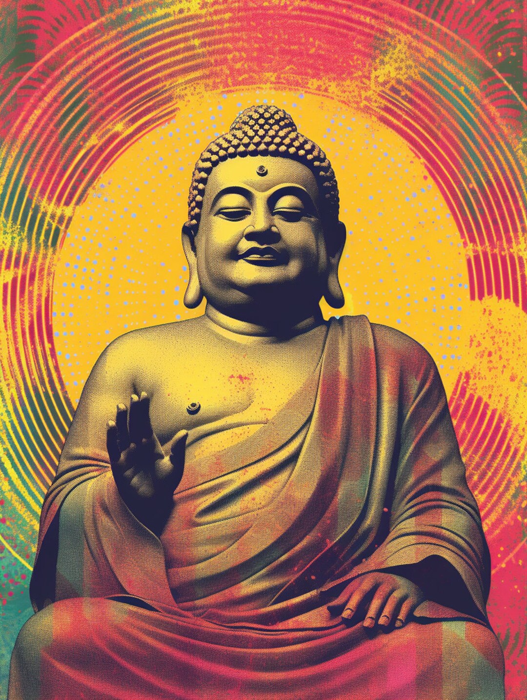 Colorful Buddha Art Print | Serene Meditation Room Decor (PDF & PNG) - Etsy