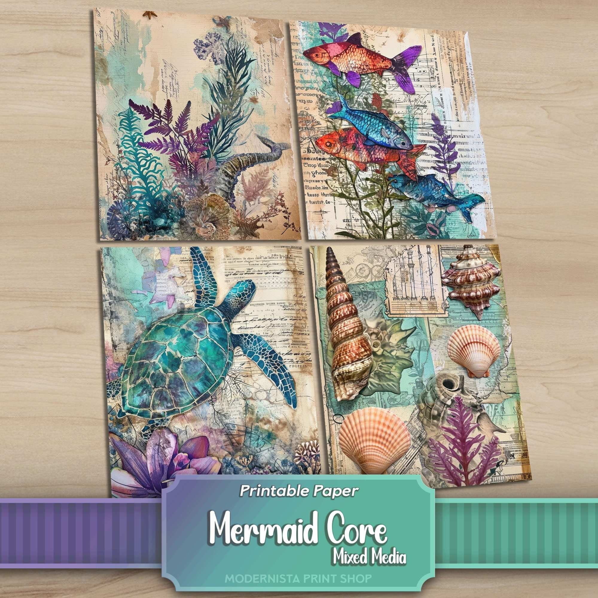 Mermaid Junk Journal Kit: Mixed Media Printable Papers (digital ...