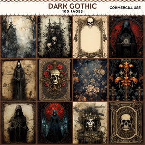 Large Bundle Dark Gothic Digital Papers Kit | Spooky Printable Journal ...