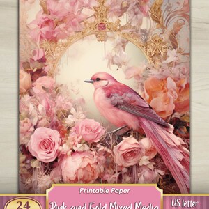 Gold Mixed Media Junk Journal Art Kit Bundle, Digital Papers, Printable ...