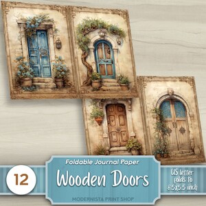 Wooden Doors Vintage Junk Journal Digital Papers, Printable Journal ...