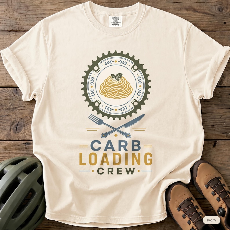 Loading Shirt Carb Loading Crew Cycling Shirt, Funny Vintage Pasta Bike Tee, Retro ...