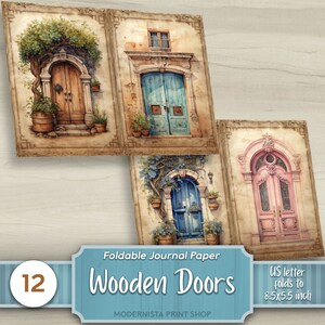 Wooden Doors Vintage Junk Journal Digital Papers, Printable Journal ...