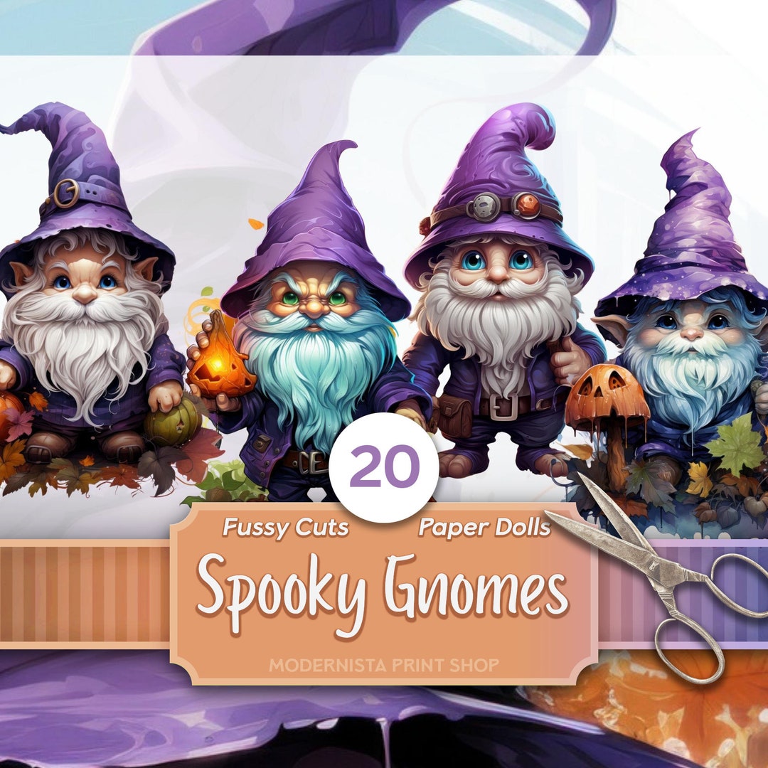Spooky Halloween Gnome Printable Kit, Junk Journal Ephemera, Digital ...