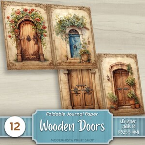 Wooden Doors Vintage Junk Journal Digital Papers, Printable Journal ...