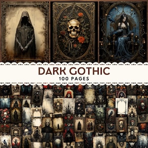 Grote bundel Dark Gothic Digital Papers Kit | Spookachtige afdrukbare dagboekpagina's | Halloween-dagboekpapieren | kaarten maken | ATC-kaart Ephemera