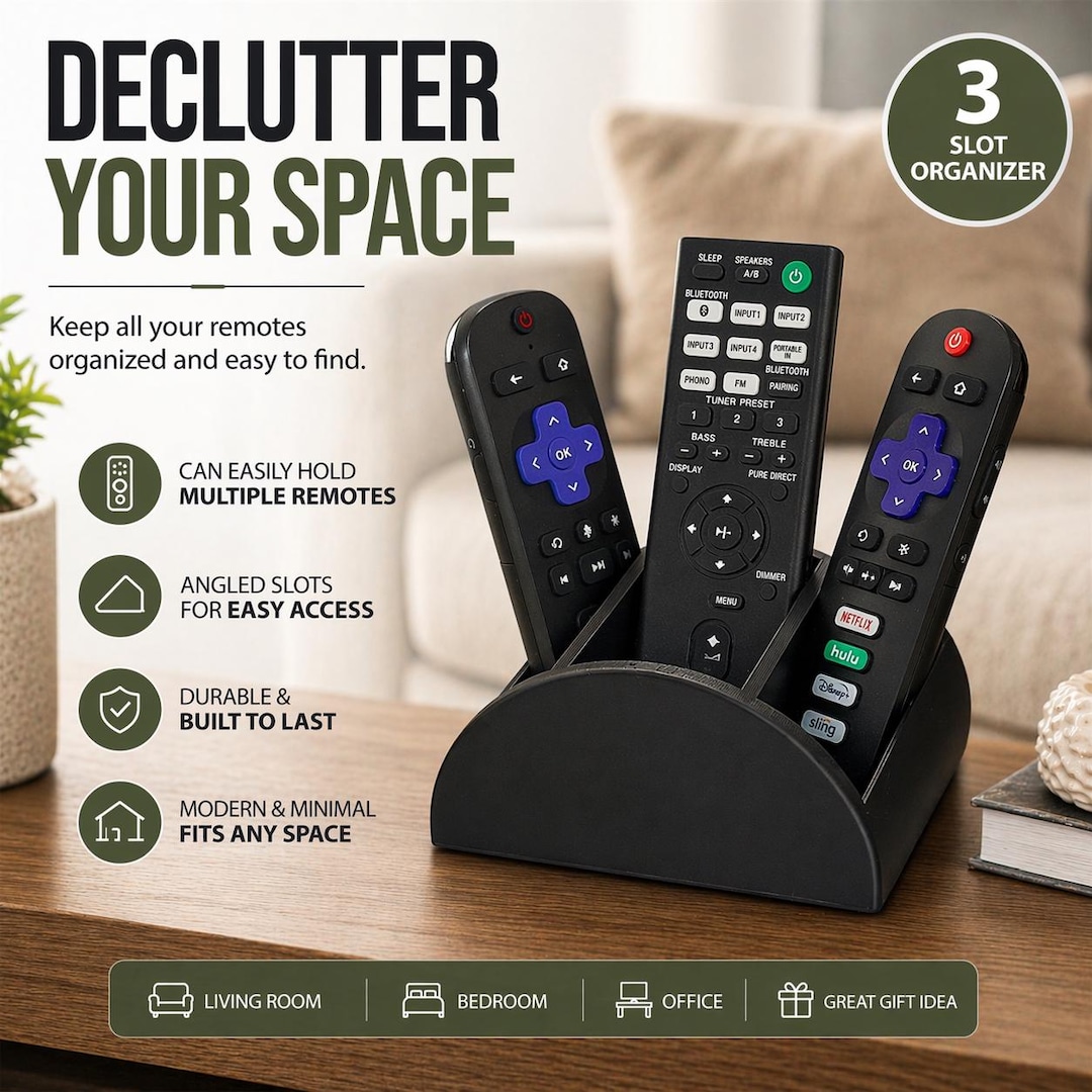 Remote Panel Slots Universal 3 Slot Remote Control Holder - Etsy