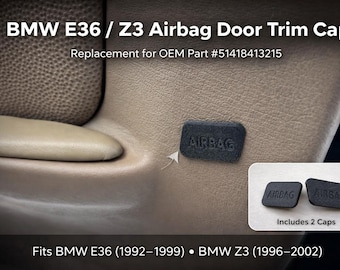 BMW E36 and BMW Z3 Airbag Door Trim Cap Replacement Pair (1992-2002) Black