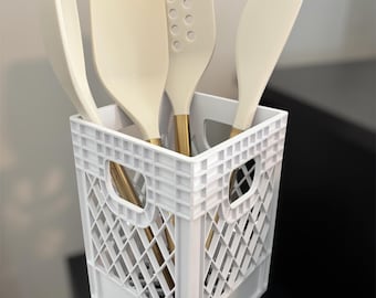 Milk Crate Utensil Holder | Kitchen Storage Container and Organizer