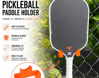 Fence Mounted Pickleball Paddle Holder | Chain Link Fence Accessory