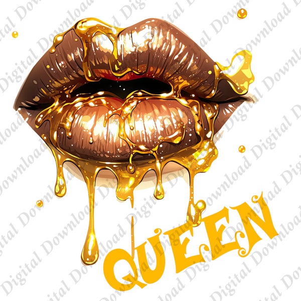 Gold Lips luscious  Png Queen Png, Diva Png perfect for mugs, shirts and stickers Transparent Background 4K Digital Instant Download