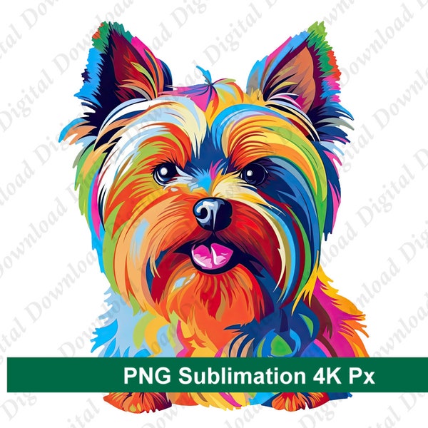 colorful dog Yorkshire Terrier png, Sublimationsdesign, Fantasy png for Family - instant download - Dog - Dog Yorkshire Terrier