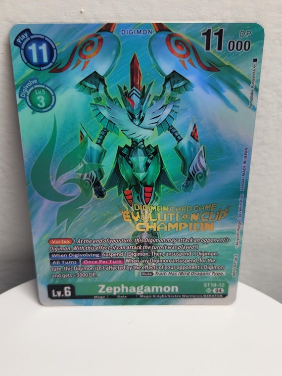 デジカ　エボリューションカップ2024　 ST18 ゼファーガモン　パラレル Zephagamon Evolution Cup St18-12 Digimon Proxy - Etsy