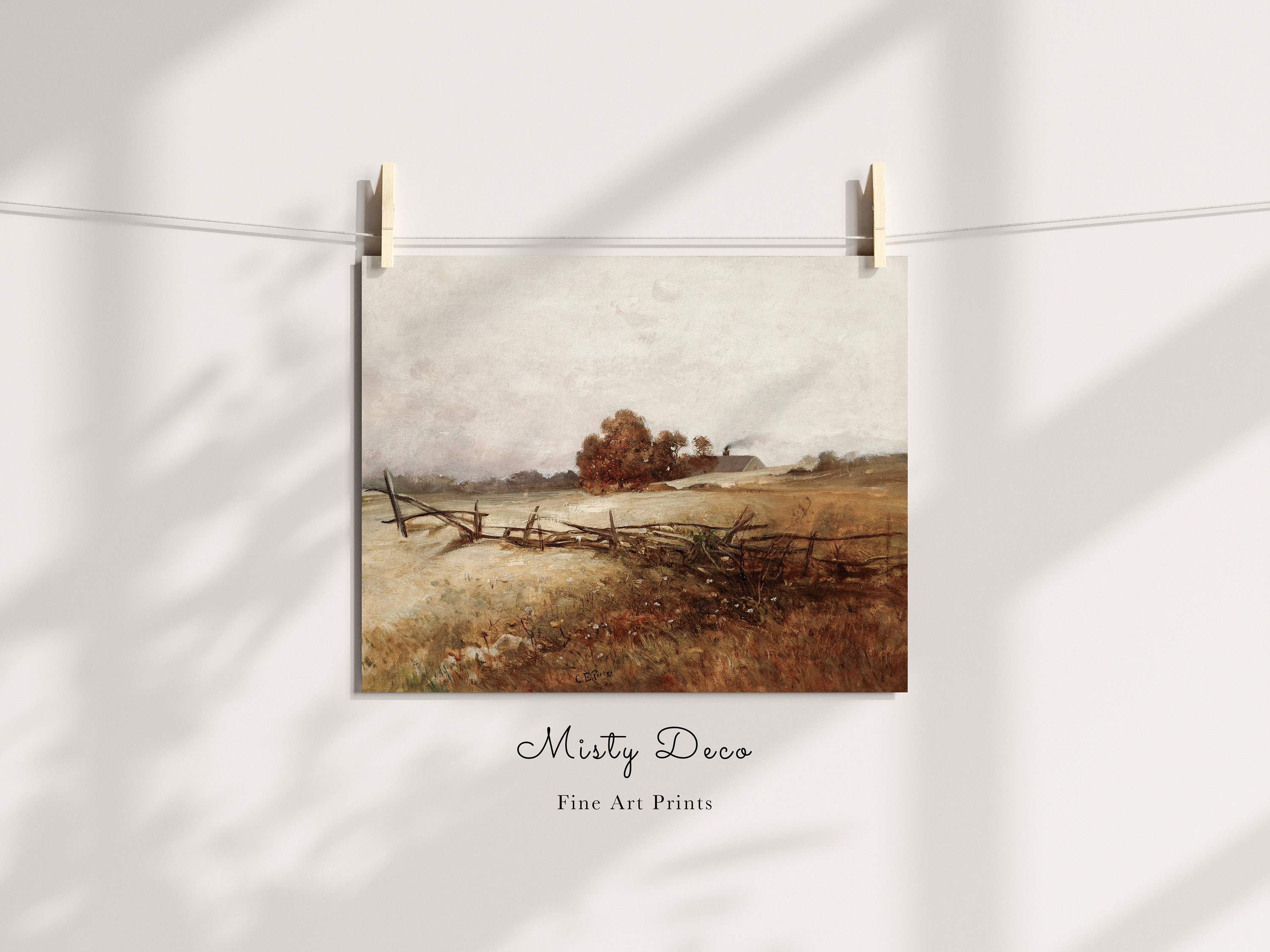 Antique Fine Art Print of a Moody Autumn Landscape With a Etsy