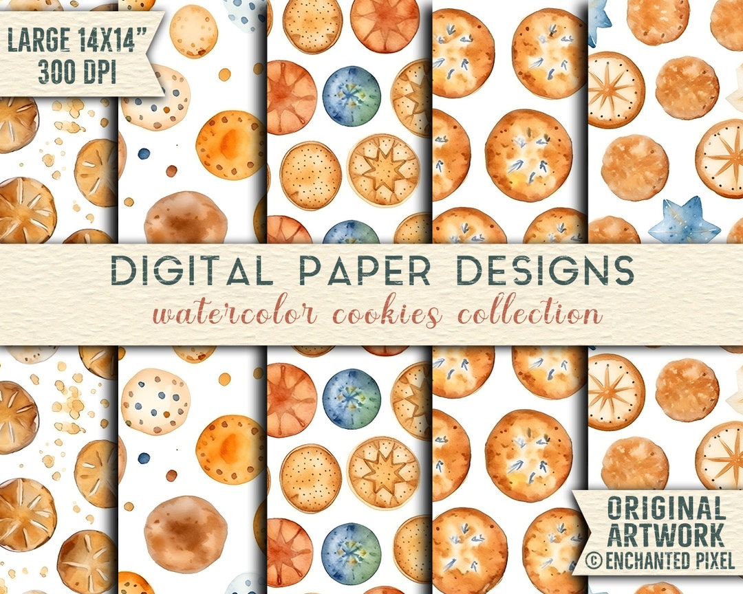 Cute Cookies Watercolor Seamless Pattern - Ideal Digital Paper for DIY ...