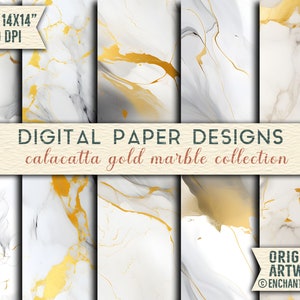 Calacatta Gold Marble Watercolor Patterns: disegni in marmo senza tempo per tessuti, carta digitale, confezioni e altro, opulenti motivi in marmo
