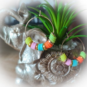 Hoop earrings with Heishi beads